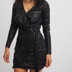 Black Sequin NYE wrap dress size S